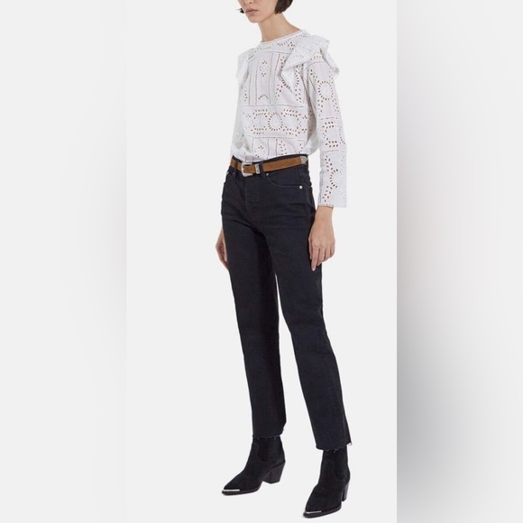 The Kooples ruffle eyelet top flower embroidery blouse